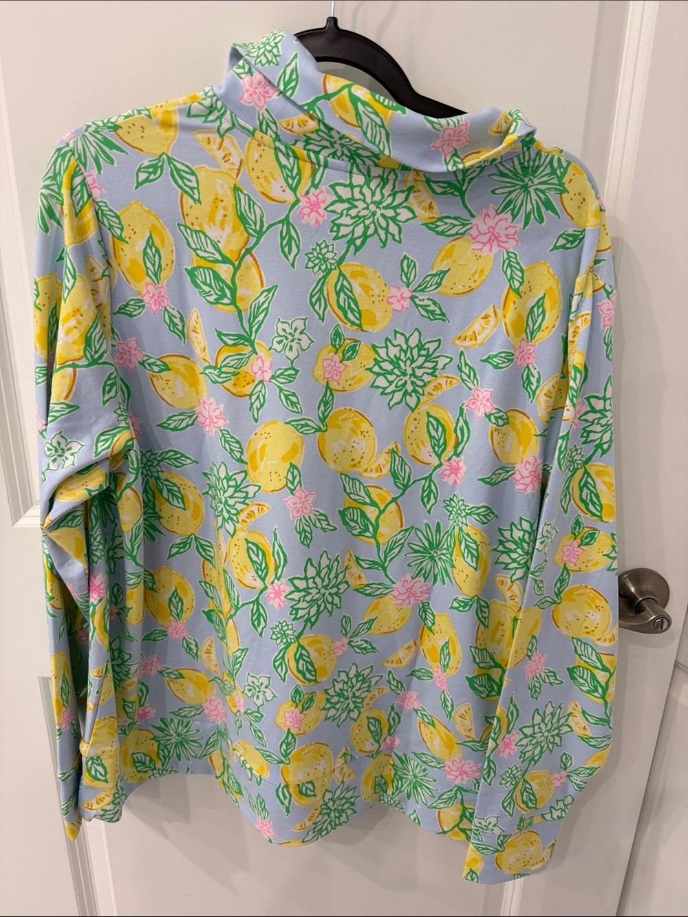 Lilly Pulitzer Lemon Print Zip-Up Pullover - Light Blue, Yellow, Green, Pink - Picture 2 of 3